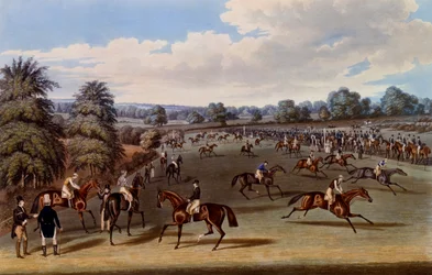 Forbereder til start, tryk lavet af Charles Hunt, 1836 (akvatint)