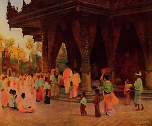 Tilbedere ved en helligdom i Gautama, 1913