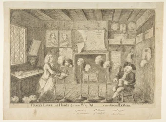 Razors Levée, eller Ye Heads of a New Wig Administration] on a Broad Bund, 21. april 1783.