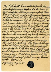 Brev fra James Edward Stuart til Simon Fraser, Lord Lovat, St. Germains, 3. maj 1703.