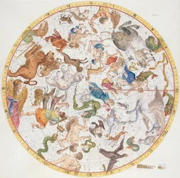 Tavle 26 fra "Atlas Coelestis", af John Flamsteed (1646-1719), udgivet i 1719 (håndkoloreret stik)
