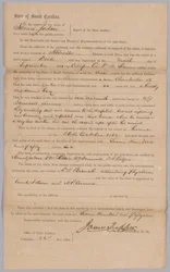 Krav tildelt af den konfødererede delstat South Carolina for den slaverede mand Dick, 23. november 1864.