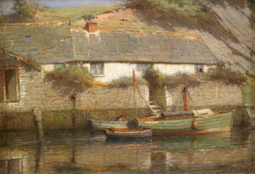 A Riverside Cottage (olie på lærred)