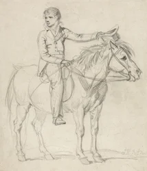 Lord Stanhope (1753-1816) som en dreng, der rider på en pony (blyant på papir)