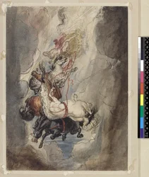 Study for the Fall of Phaethon, ca. 1808 (grafit, pen, blæk og wc)