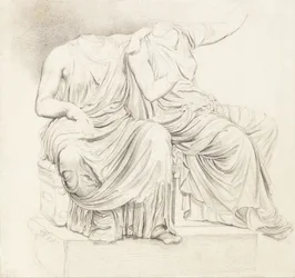 Studie af to hovedløse klassiske statuer