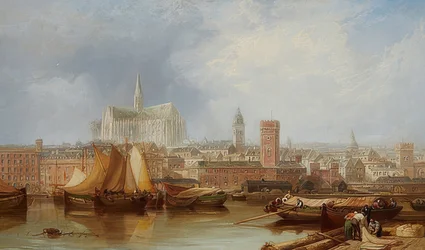 Udsigt over Köln med den ufærdige katedral