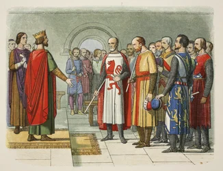 Kong Henry III og hans parlament, Westminster, 1258, fra A Chronicle of England BC 55 til AD 1485, pub. London, 1863