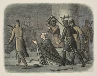 Mordet på Thomas Becket, Canterbury-katedralen, 29. december 1170, fra A Chronicle of England BC 55 to AD 1485, udgivet i London