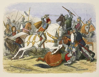 Richard III ved Bosworth Field, 22. august 1485, fra A Chronicle of England BC 55 to AD 1485, udg. London, 1863