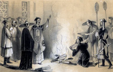 Afbrænding af de kinesiske bøger, 3. århundrede f.Kr., 1847