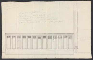 Cobham Hall, Kent: Design til panelering af en kirkestol