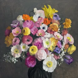 Farverig blomsterbuket