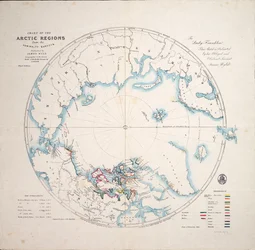 Kort over de arktiske områder fra Admiralty surveys, tredje udgave, ca. 1854 (kobberstik)