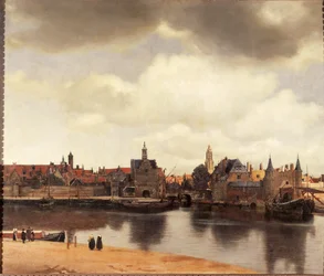 Udsigt over Delft, Holland, efter branden (olie på lærred)
