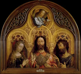 Kristus mellem Jomfru Maria og Johannes Døberen - Peinture de Jan Gossaert (Gossart) dit Mabuse (ca. 1478-1532) - 1510-1515 - Olie på træ - 122x133 - Museo del Prado, Madrid