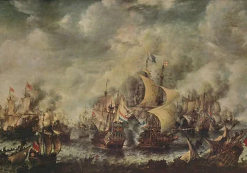 Søkamp mellem englænderne og hollænderne Off Ter Heyde, august 1653, 1914.