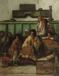 Kvindebænken i synagogen i Prag, 1855