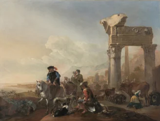 Jan Baptist Weenix / "Jægere nær ruinerne", 1648