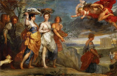 Merkur møder Herse - Merkur møder Herse - Jan Boeckhorst (1604-1668). Olie på lærred