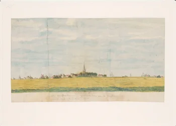 Landsbyen Overdiem nær Amsterdam ved Zuyderzee, set fra landsiden (titel på objekt)