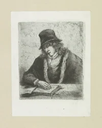 Lezende mand sætter hakkede The Compleat Work of Etchings af John Chalon / Oeuvre Complette des Eaux Fortes af Jean Chalon (serietitel)