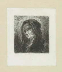 Oude kvinde met zwarte sluier The Compleat Work of Etchings af John Chalon / Oeuvre Complette des Eaux Fortes af Jean Chalon (serietitel)