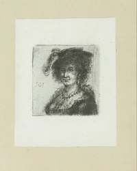 Vrouw met hoed met veer The Compleat Work of Etchings af John Chalon / Oeuvre Complette des Eaux Fortes af Jean Chalon (serietitel)