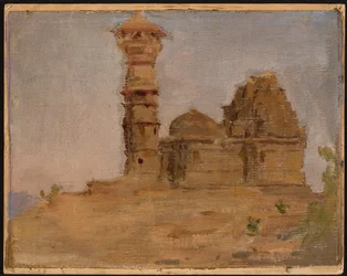 Forladt antikt tempel i Chittorgarh. Fra en rejse til Indien