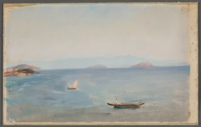 Udsigt over en bjergrig kyst ved havet. Fra en rejse til Konstantinopel
