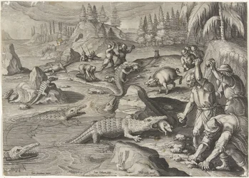 Krokodillenvangst Jachttaferelen (serietitel) Jagten på vildt, fugle og fisk i Bestiary (serietitel)