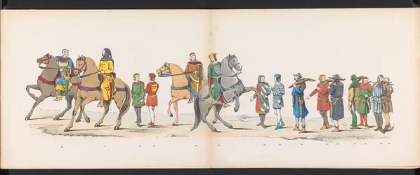 Masquerade of the Leiden Students, 1865 (plade 10) Udklædt procession afholdt af medlemmerne af Leidens studentkorps den 6. juni 1865 til fejring af 290-året for Leidsche Hoogeschool, skildrer: hollændernes indtog b.