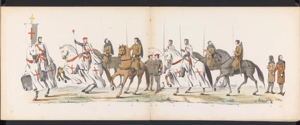 Masquerade of the Leiden Students, 1865 (plade 5) Udklædt procession holdt af medlemmerne af Leidens studentkorps den 6. juni 1865 til fejring af 290-året for Leidsche Hoogeschool, der viser: hollændernes indtog i