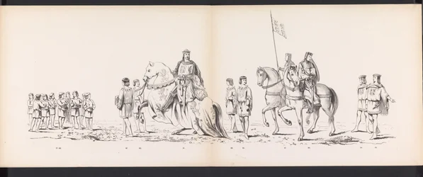 Masquerade of the Leiden Students, 1865 (plade 7) Udklædt procession holdt af medlemmerne af Leidens studentkorps den 6. juni 1865 til fejring af 290-året for Leidsche Hoogeschool, som viser: hollændernes indtog i