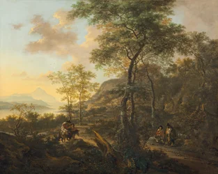 Et italiensk aftenlandskab, ca. 1650.