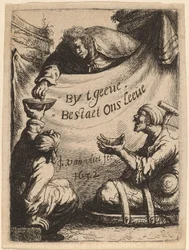 Titelside: To krøblinge modtager almisser, 1632.