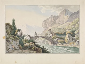 Udsigt over broen ved Saint Maurice i Schweiz