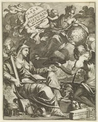 Allegori over kirkens og verdenshistorien Titelside til Willem Goeree, De kerklyke en Weereldlyke historien. 1729 Kirken og verdenshistorien uyt d