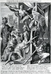 Mercury og Minerva bevæbner en helt med et tyreskind og en laurbærkrans, 1604