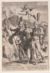 Minerva og Amor leder Herkules og Scipio på dydens vej