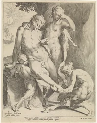 Oreaden fjerner en torn fra en satyrs fod
