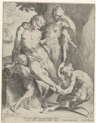 Oreaden fjerner en torn fra en satyrs fod