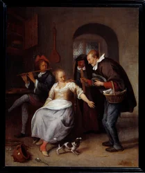 En glemmende købmand Rejsende sælger af kager. Maleri af Jan Steen (1626-1679) 1678 søn. 0,35x0,3 m Rouen, Musee des Beaux Arts