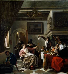 Familiefest, af Jan Steen (1626-1679)