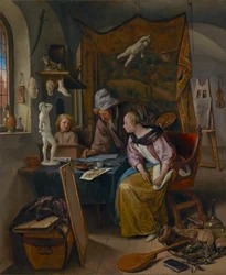 The Drawing Lesson, ca. 1665 (olie på panel)
