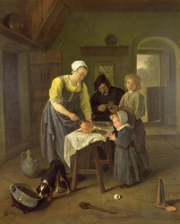 Bondefamilie ved måltidstiden, c.1665
