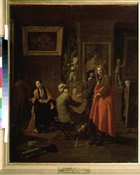 ""Malerstudiet"" (Maleratelieren) Maleri af Jan Joseph Horemans den Ældre (1682-1759) 1725-1730 Pushkin Museum Moskva