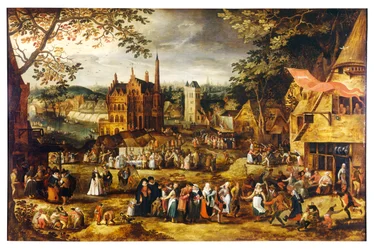 Landsbymesse (olie på panel)