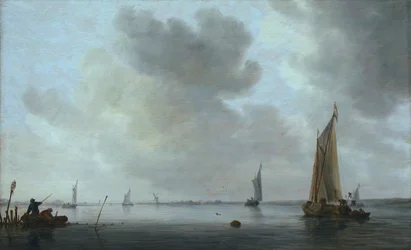 Fiskebåde ved en flodmunding
