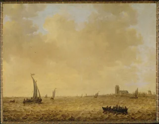 Havbillede. Udsigt over Dordrecht i baggrunden (olie på lærred)